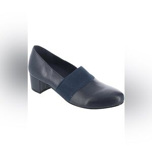 David Tate Womens Amena Leather Slip-On Elegant Navy Women's Shoe